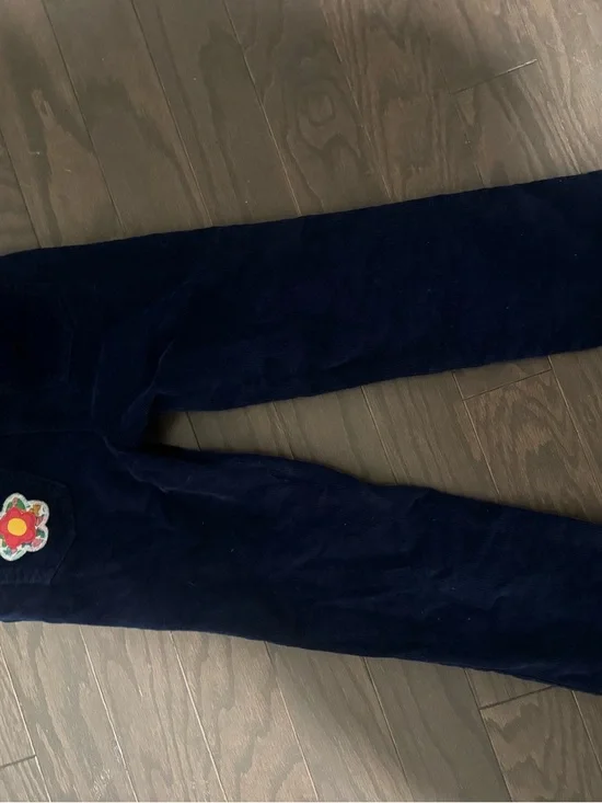 Boden Navy Corduroy Leggings with Colorful Flower Appliqués - Picture 3 of 3